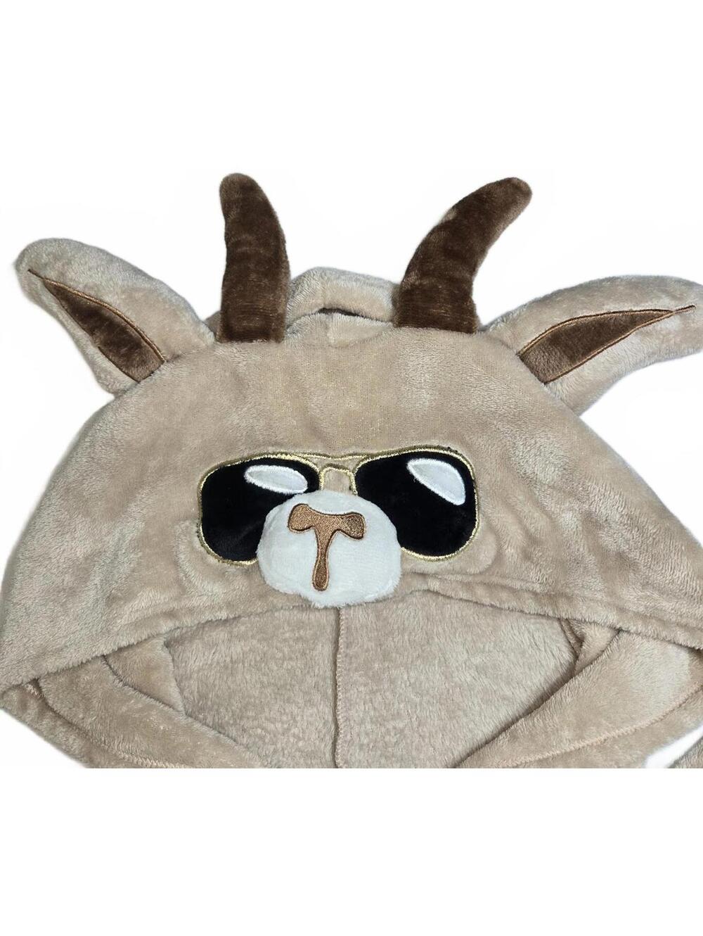 Holiday Time Cozy Beige Goat One-Piece with Hood and Front Pockets Plus Size 3X